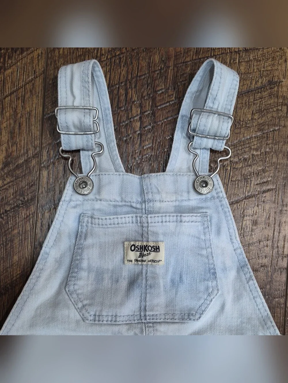 OshKosh B'gosh Girls Blue Denim Pinafore Overall Dress Sleeveless Pockets Size 2